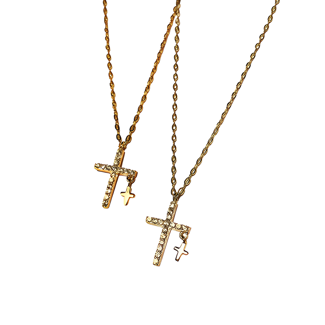 collier chrétien double croix