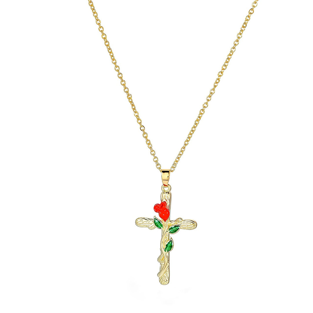 Collier Croix Fleur D'Amour