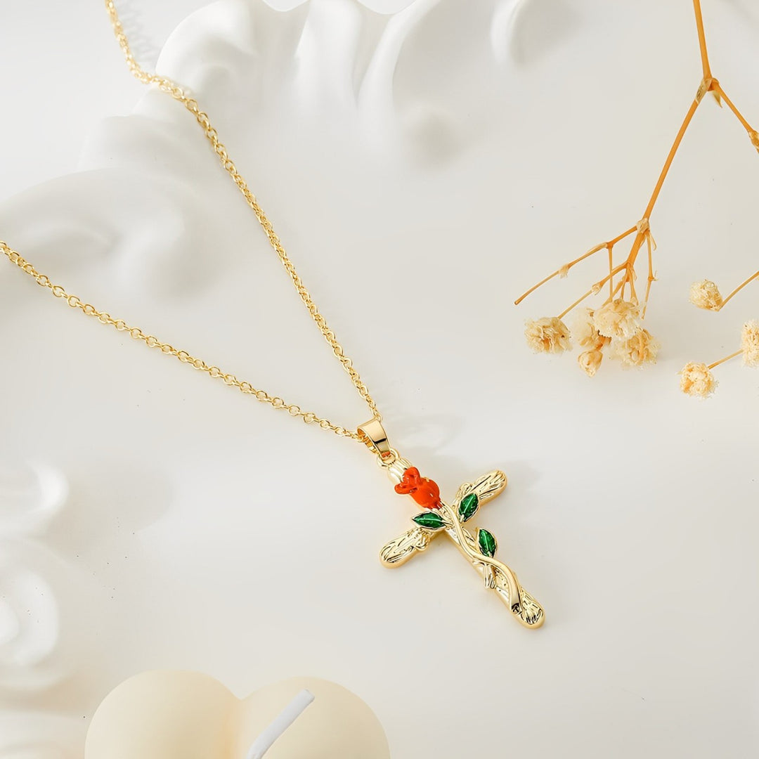 Collier Croix Fleur D'Amour