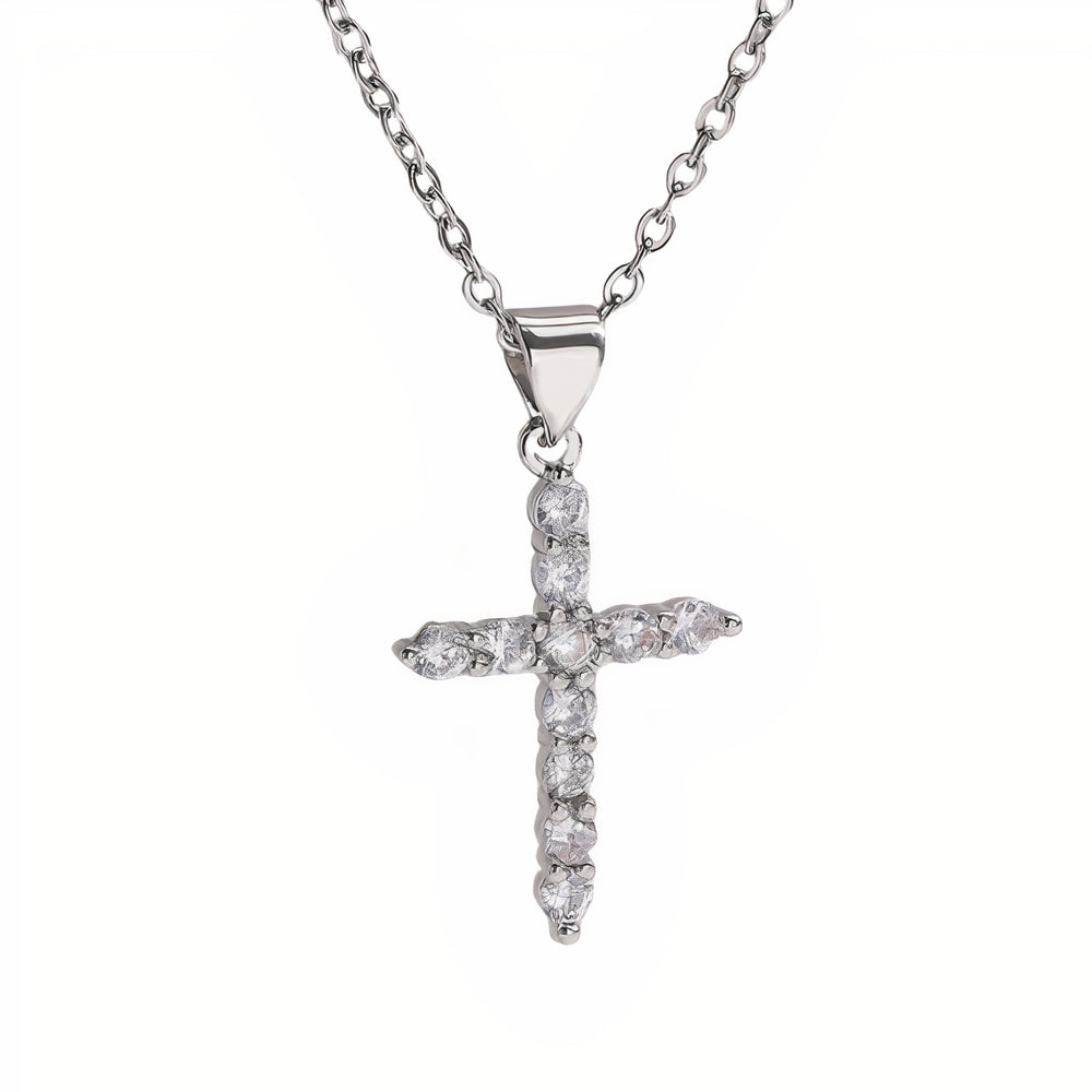 collier chrétien croix cristalisé