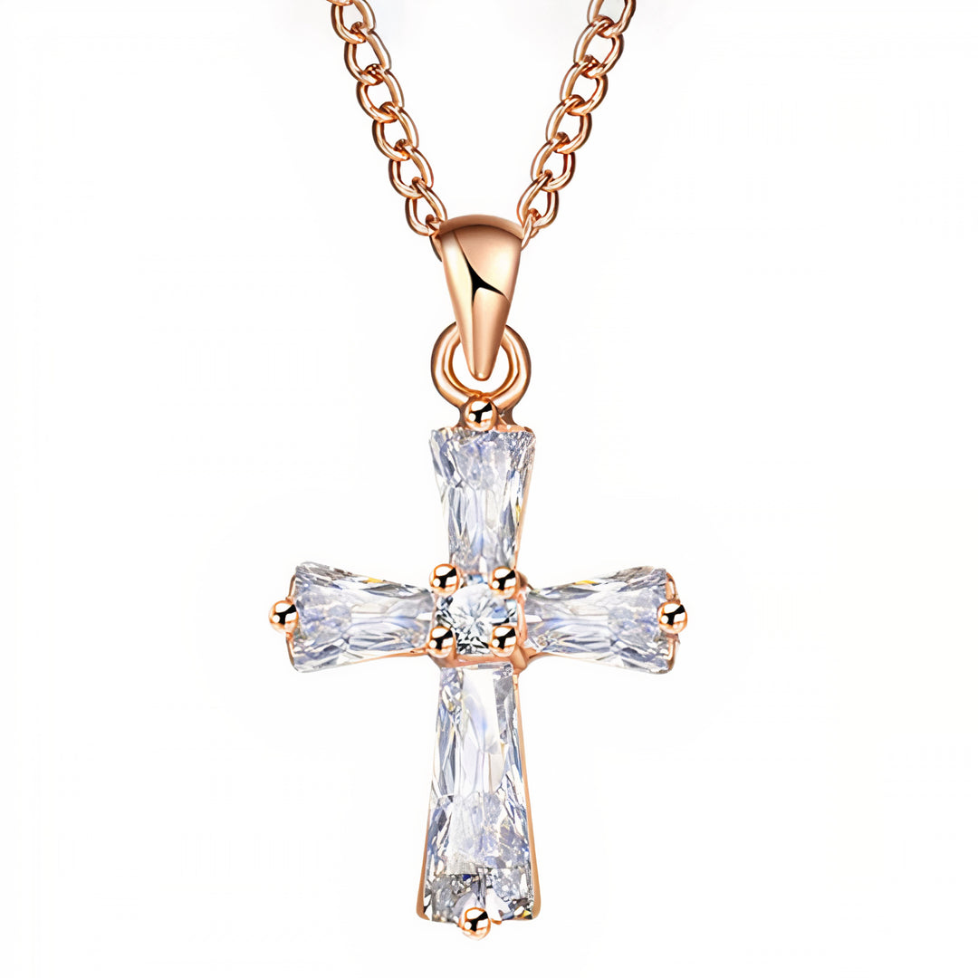 collier chrétien croix de cristal
